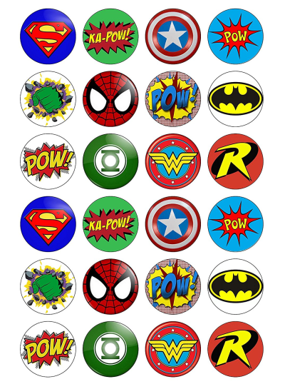 Avengers Justice League Edible Cupcake Toppers