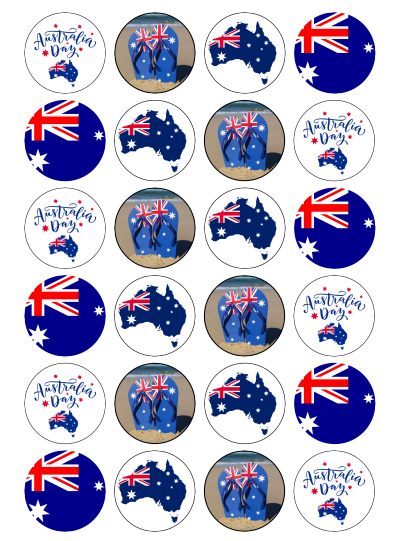 Australia Day Edible Cupcake Toppers
