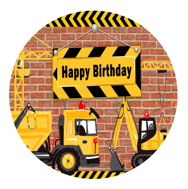 Construction Happy Birthday Edible Cake Topper