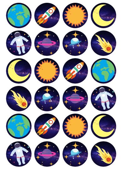 Space Edible Cupcake Toppers