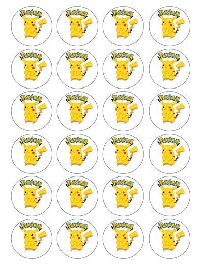 Pokemon Pikachu Edible Cupcake Toppers