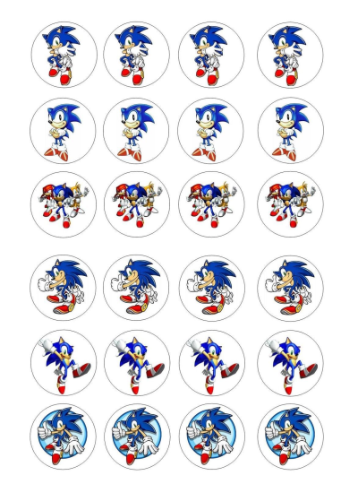 Sonic Edible Cupcake Toppers